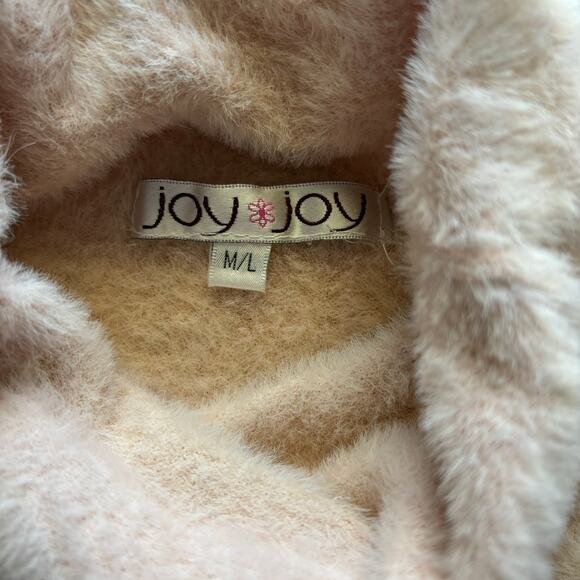 Joy Joy VERY SOFT Light PInk Furry Turtleneck Sweater Size M/L Cozy - Picture 5 of 8